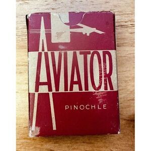 Vintage AVIATOR Pinochle Playing Cards 1 Complete Deck Air Cushion‎ Finish